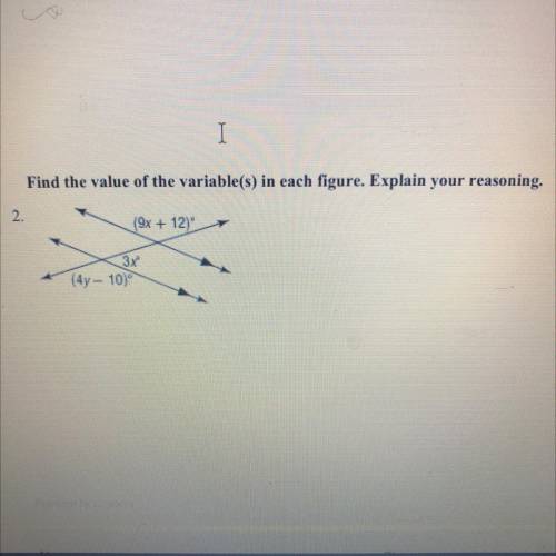 Find the value of the variable(s) in each figure. Explain your reasoning