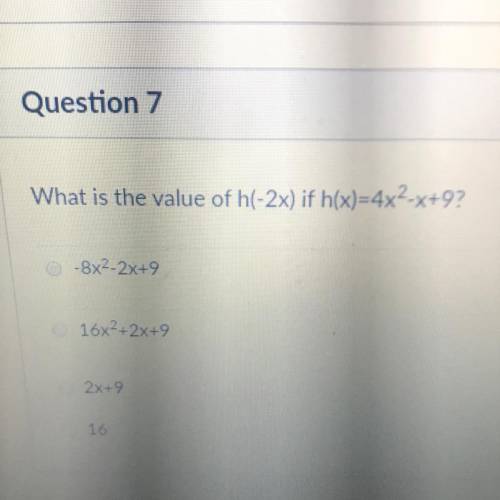 What is the value of h(-2) if h(x)=4x^2-x+9?
