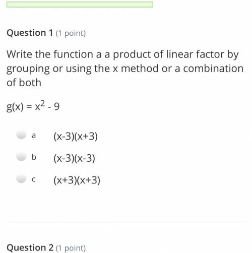Write the function a a product of linear factor by grouping or using the x method or a combination