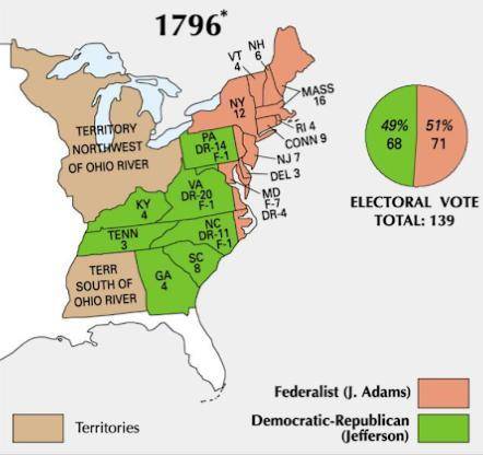 Which part of the country did most of the electors for John Adams come from?

Democratic Republica