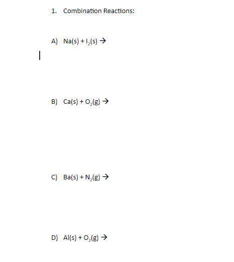 Please help with combination reactions!