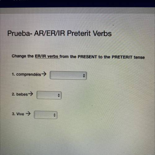 Change the ER/IR verbs from the PRESENT to the PRETERIT tense