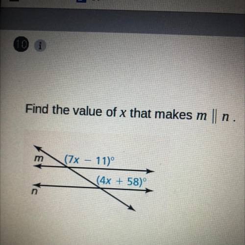 Find the value of x that makes m|| n.