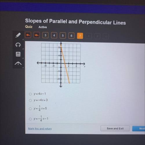 Which equation represents a line parallel to the line shown on the graph?