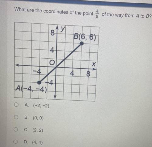 What are the coordinates of the the point 4/5 of the way from A to B?