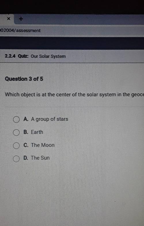 Which object is at the center of the solar system in the geometric model