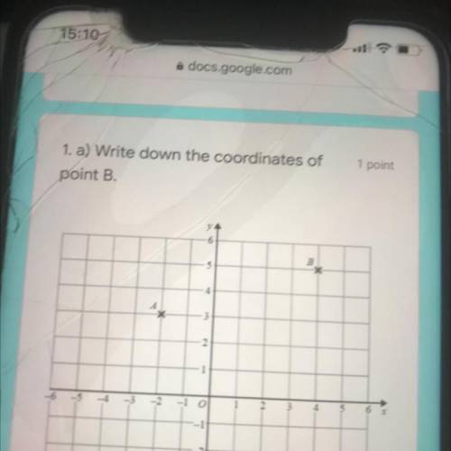 Write down the coordinates of point B?