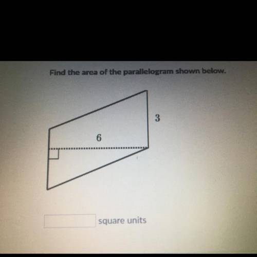 Find the area of the parallelogram shown below.
3
6
square units
Stuc. TAI