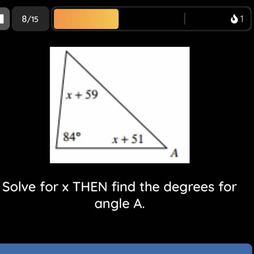 Solve for x then find the degrees for angle A