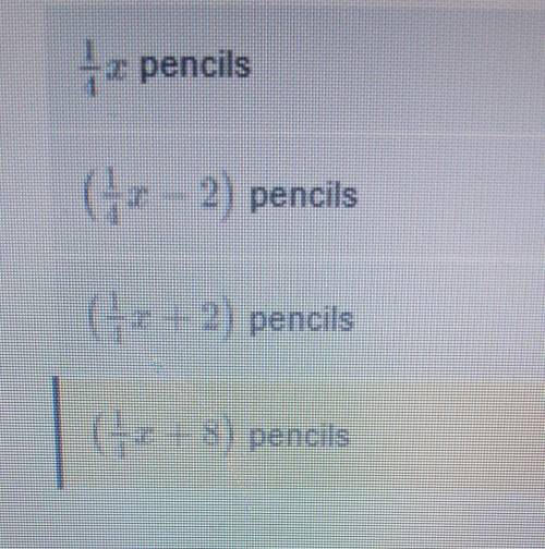 After her mother gives her 8 pencils, Sara has (x + 8) pencils. She gives one-fourth of her pencils