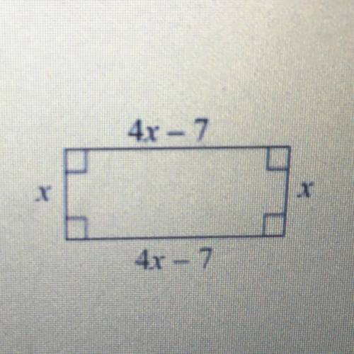 The perimeter of the rectangle shown is 96 feet. Determine the length and width of the rectangle.