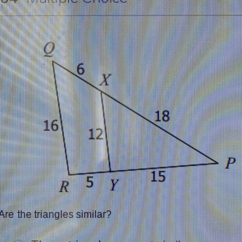 Are the triangles similar?

These triangles are not similar.
These triangles are similar by AA.
Th