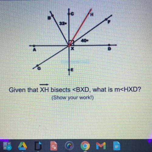 Given that XH bisects
Answer choices 
A.) 50
B.) 48
C.) 62
D.) none of the above