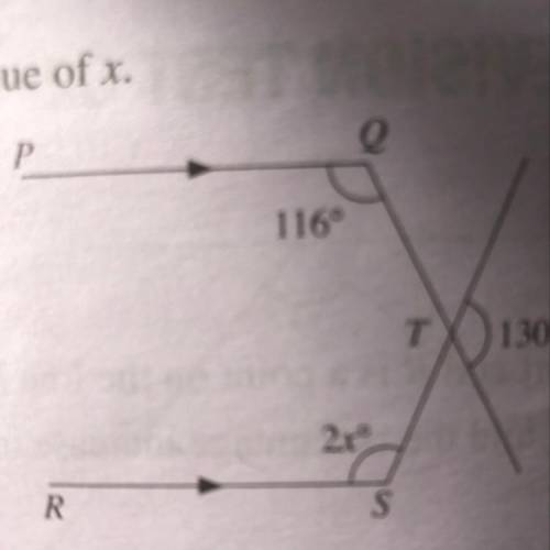 In the figure, PQ // RS. Find the value of x.