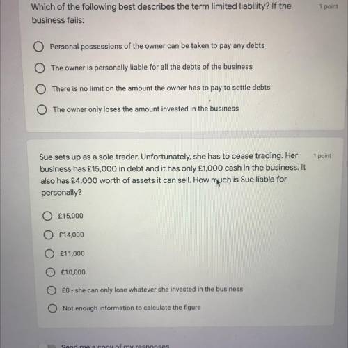 Can someone please help me with this business quiz I need help