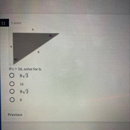 If c= 16, solve for b