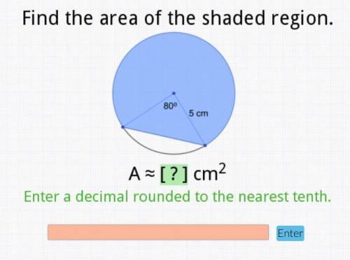 Find the area of the shaded region. enter a decimal rounded to the nearest tenth