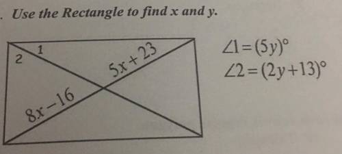 Use the rectangle to find x and y