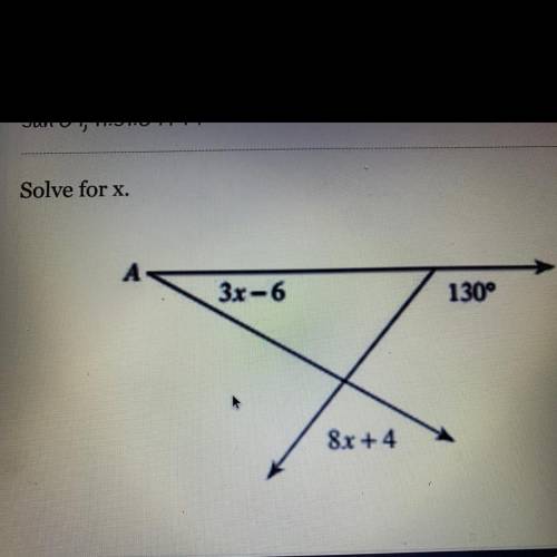 Solve for x.
3x-6
130
8x+4