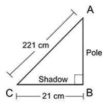 The picture below shows a pole and its shadow:

A pole is shown with a right triangle side. The ri