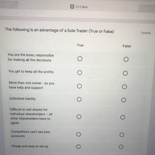 Can someone please help me with this business quiz