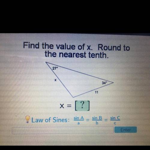 Can someone help me for a sec plz ?? Fine the value of x round to the nearest tenth.