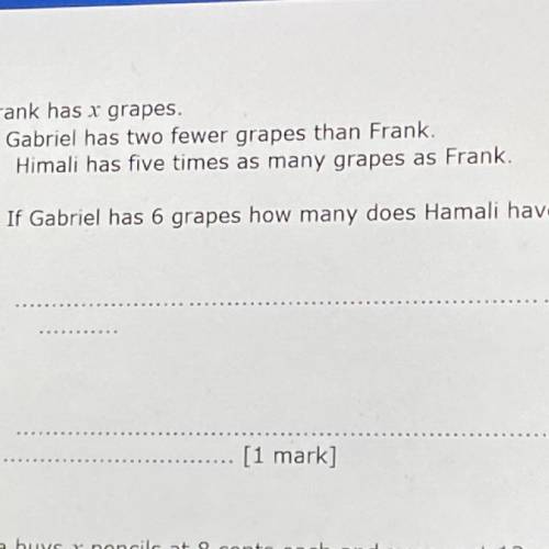 Frank has x grapes.

Gabriel has two fewer grapes than Frank.
Himali has five times as many grapes