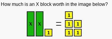 How much is an X block worth in the image below?