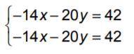 Plases help
Determine the number of solutions of each system of equations.