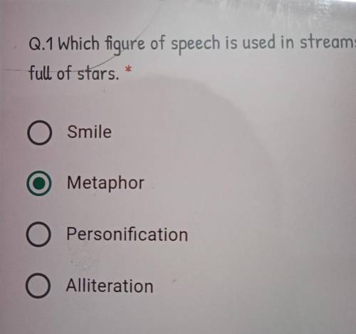Which figure of speech is use in streams full of stars fast it's my test time
