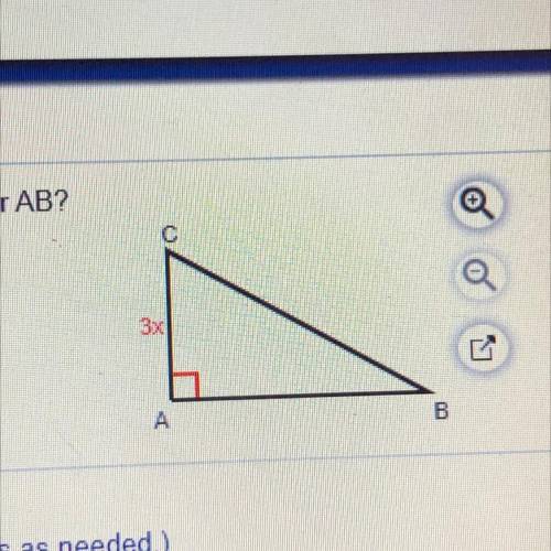 If sin B=0.5 in the triangle shown, what is an expression for AB?