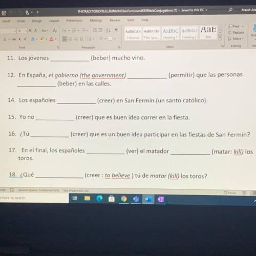 Please help me pleasee!

(Conjugate)
Directions: a practice of conjugations of -er and -ir verbs