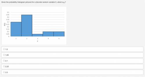 Could use help :

Given the probability histogram pictured for a discrete random variable X, what