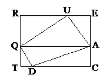 In the figure, QUAD is a quadrilateral. QUAD is “enclosed” by the rectangle RECT. This means that e