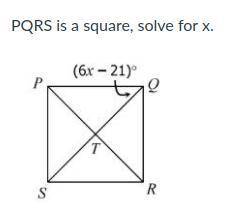 PQRS is a square, solve for x.