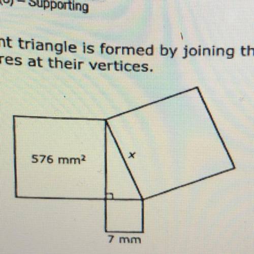 A right triangle is formed by joining three

squares at their own vertices.
Which equation can be