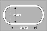 A running track in the shape of an oval is shown. The ends of the track form semicircles.

What is