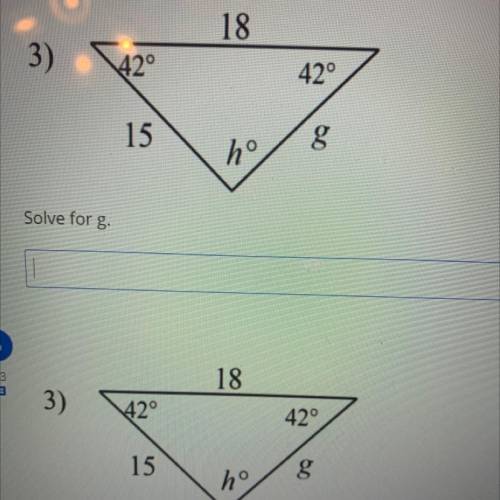 Solve for g and h please