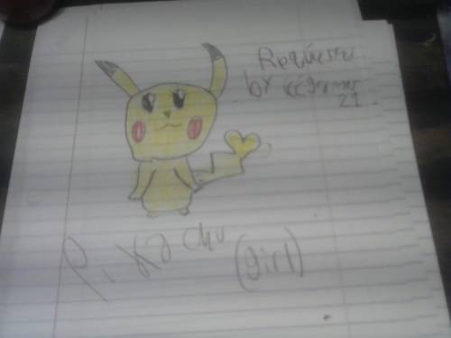 Pikachu Drawing. boy and girl cus i didn't know what he wanted I__I