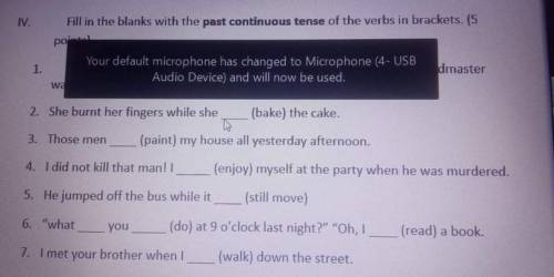 IV.

Fill in the blanks with the past continuous tense of the verbs in brackets. (5
рой
dmaster
1.