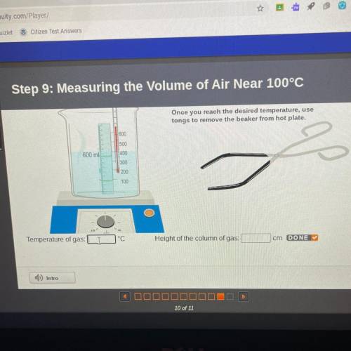 Step 9: Measuring the Volume of Air Near 100°C

Temperature of gas:
°C
Height of the column of gas