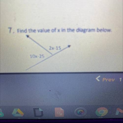 Help me with number 7 (geometry) hint= x is 18 1/3 (show work)