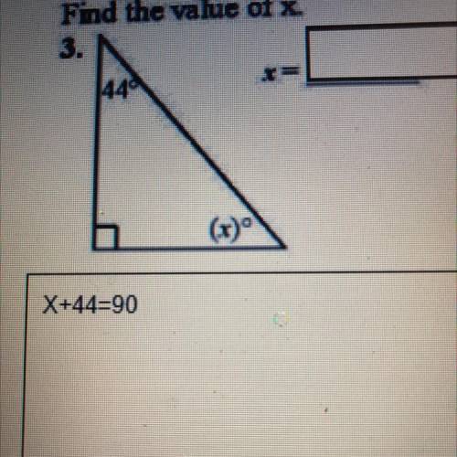 Find the value of x help asap