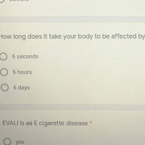 How long does it take your body to be affected by smoking?*
