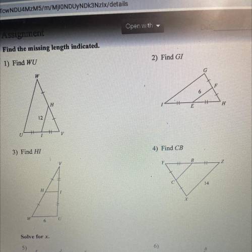 Find the missing length indicated of all triangles