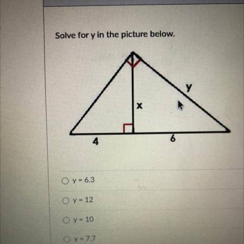 Solve for y in the picture below.
х
4