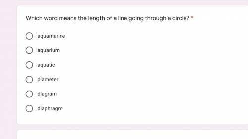 Phrases & Clauses:
Which word means the length of a line going through a circle? *
