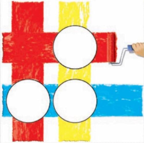 Color or label each circle with the color that results when two paints mix.