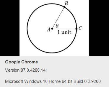 Consider circle A. If θ=60°, what is the length of arc BC?