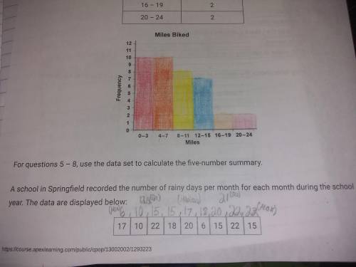 For question 5-8, use the data set to calculate the five-number summary. A school in Springfield re